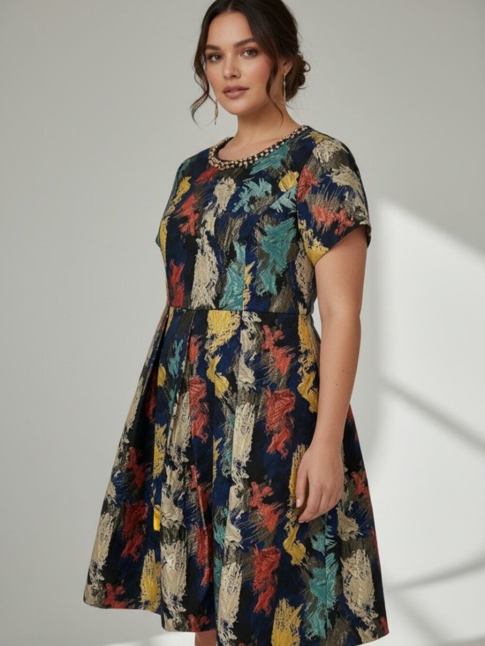 Natasia Collection Plus Size 22 Dress Abstract Art Beaded Cocktail Party
